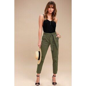 Lulus Leo Olive Green Tie-waist Cropped Pants - Size S